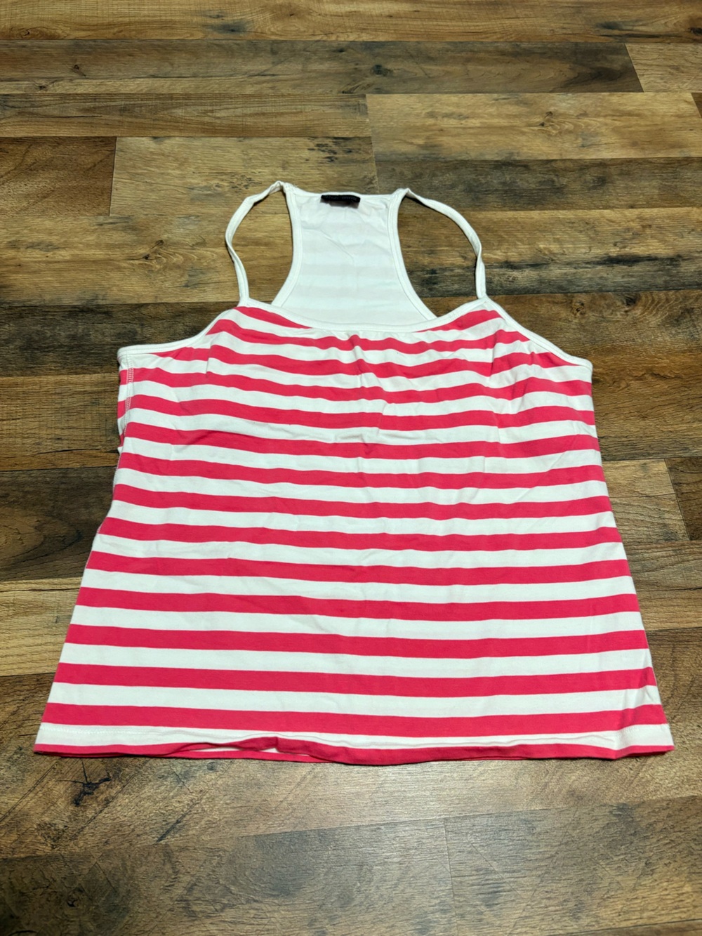 NY&C Sport New York & Company Pink White Striped Racerback Tank Top Shelf Bra